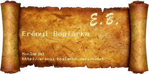 Erényi Boglárka névjegykártya